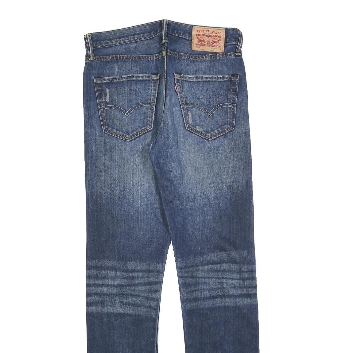 LEVI'S 522 Mens Jeans Blue Slim Skinny Denim Medium W29 L34 Zip Closure