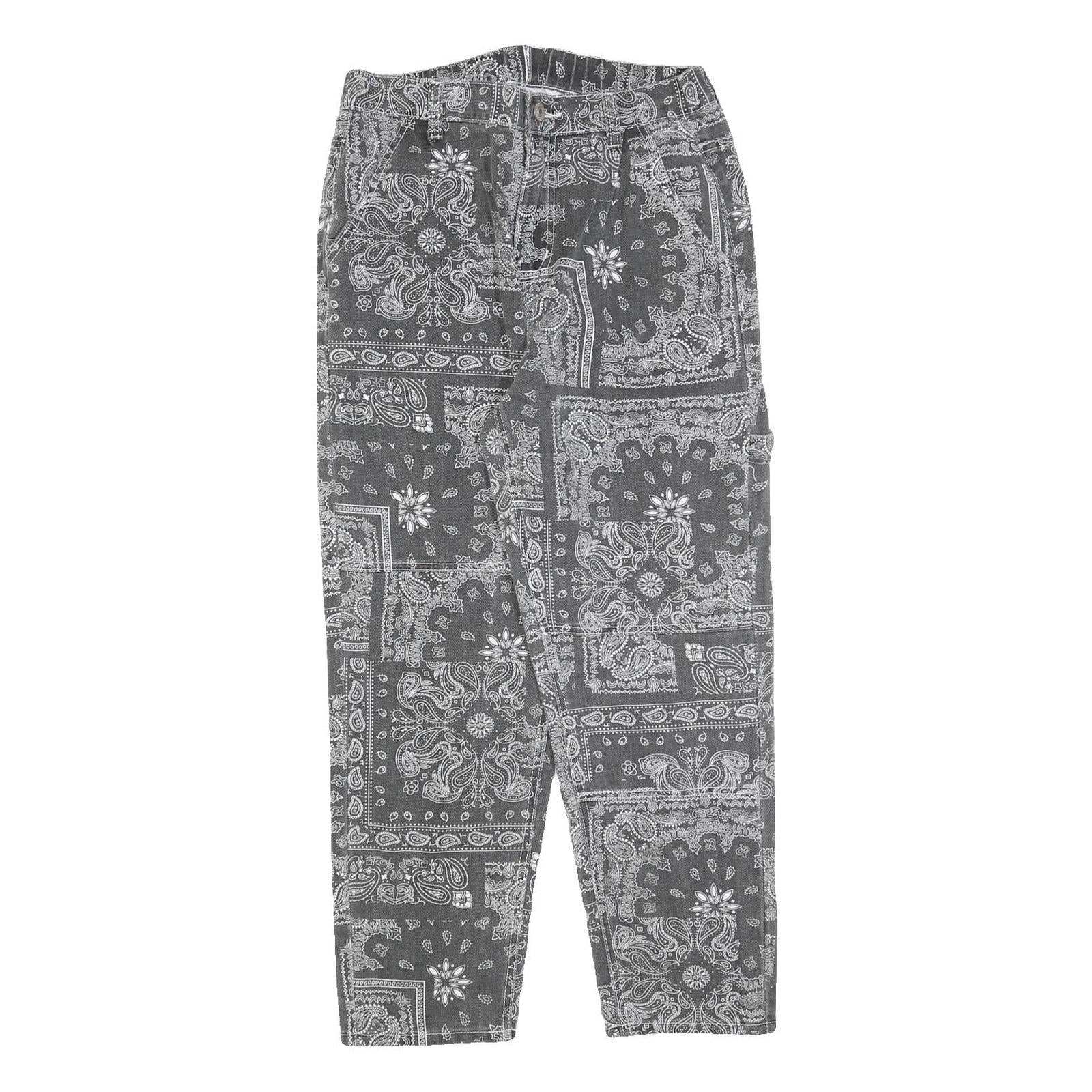 Womens Black & White Regular Fit Jeans Cotton Blend Patchwork W30 L26 Zip