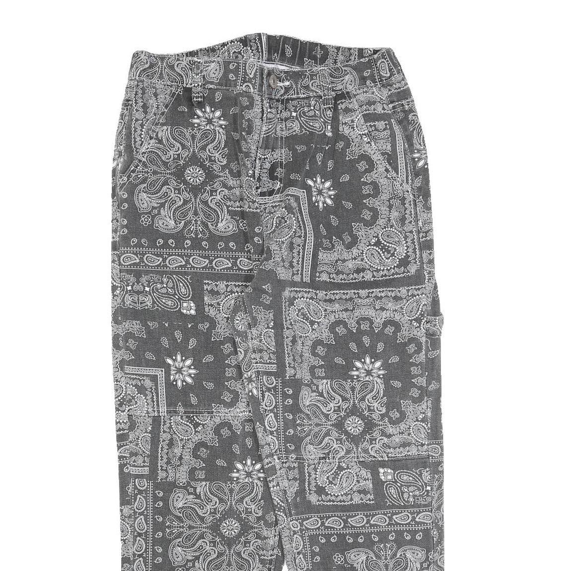 Womens Black & White Regular Fit Jeans Cotton Blend Patchwork W30 L26 Zip