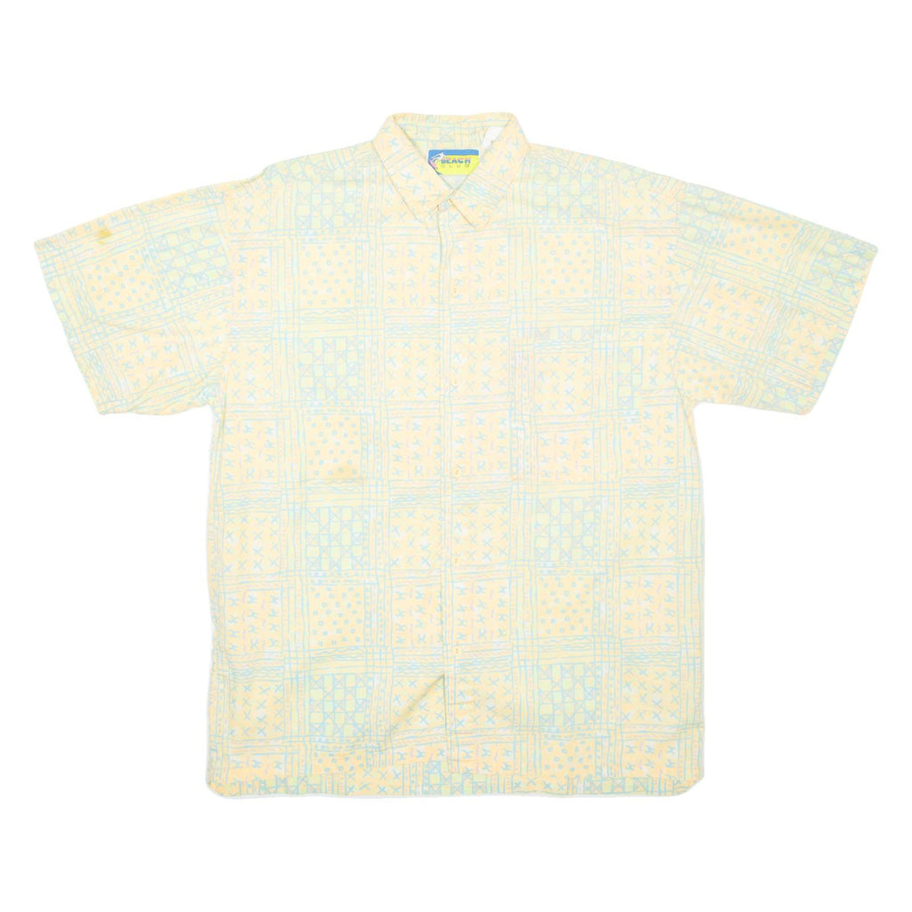 BEACHCLUB Mens Hawaiian Shirt Yellow Crazy Pattern M