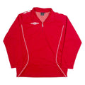 UMBRO Mens Sweatshirt Red 1/4 Zip 90s 2XL