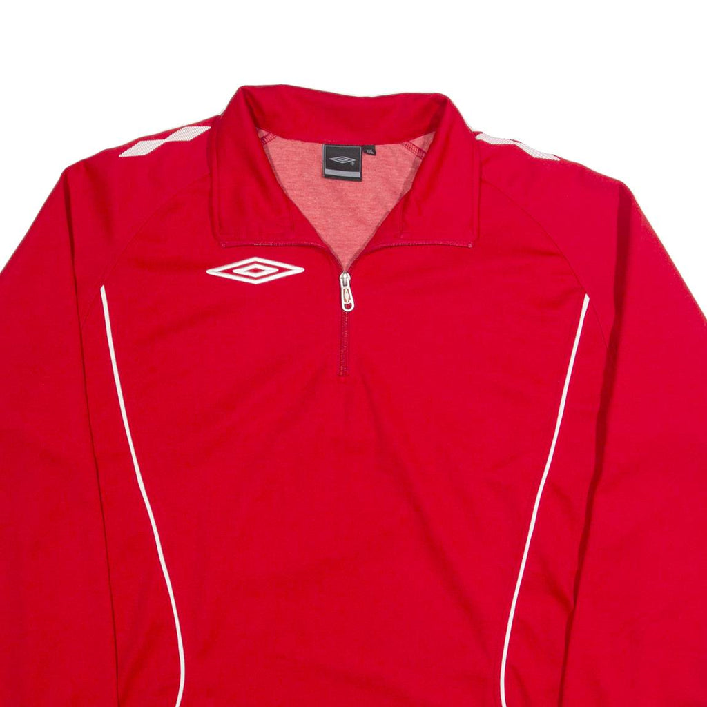 UMBRO Mens Sweatshirt Red 1/4 Zip 90s 2XL