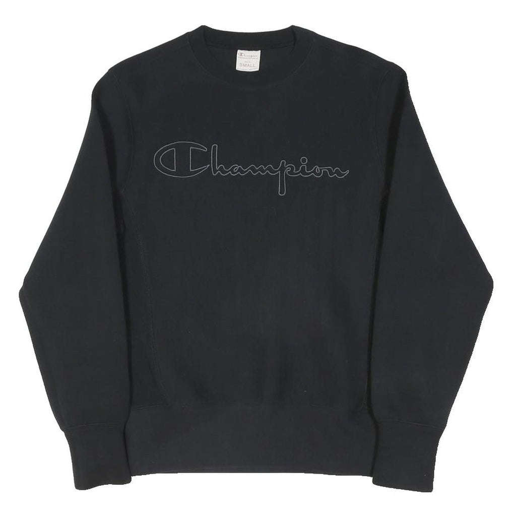 CHAMPION Mens Black Crew Neck S Cotton Blend Pullover Sweatshirt