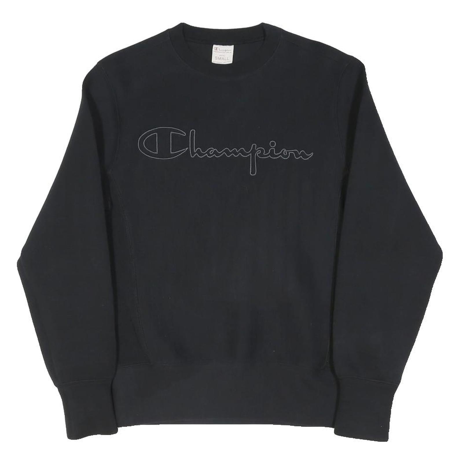 CHAMPION Mens Black Crew Neck S Cotton Blend Pullover Sweatshirt