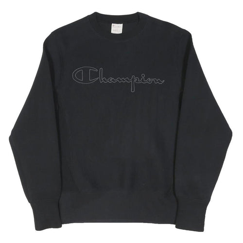 CHAMPION Mens Black Crew Neck S Cotton Blend Pullover Sweatshirt