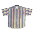 TOMMY HILFIGER Mens Blue & Yellow Striped Cotton Blend Shirt L Button Down