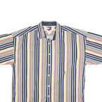 TOMMY HILFIGER Mens Blue & Yellow Striped Cotton Blend Shirt L Button Down