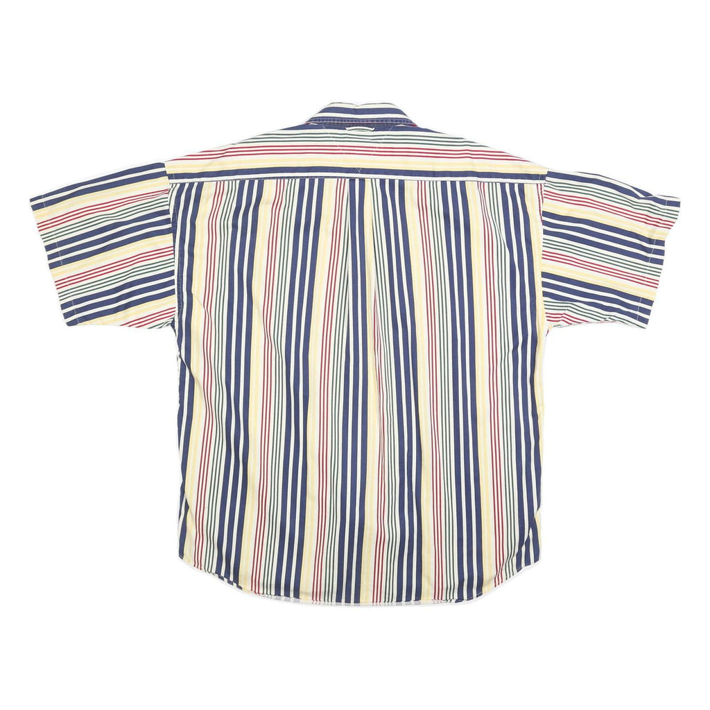 TOMMY HILFIGER Mens Blue & Yellow Striped Cotton Blend Shirt L Button Down