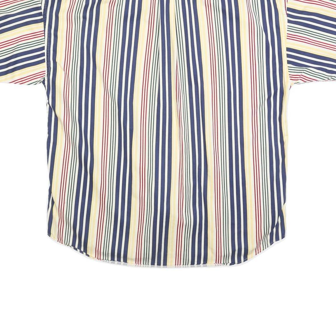 TOMMY HILFIGER Mens Blue & Yellow Striped Cotton Blend Shirt L Button Down