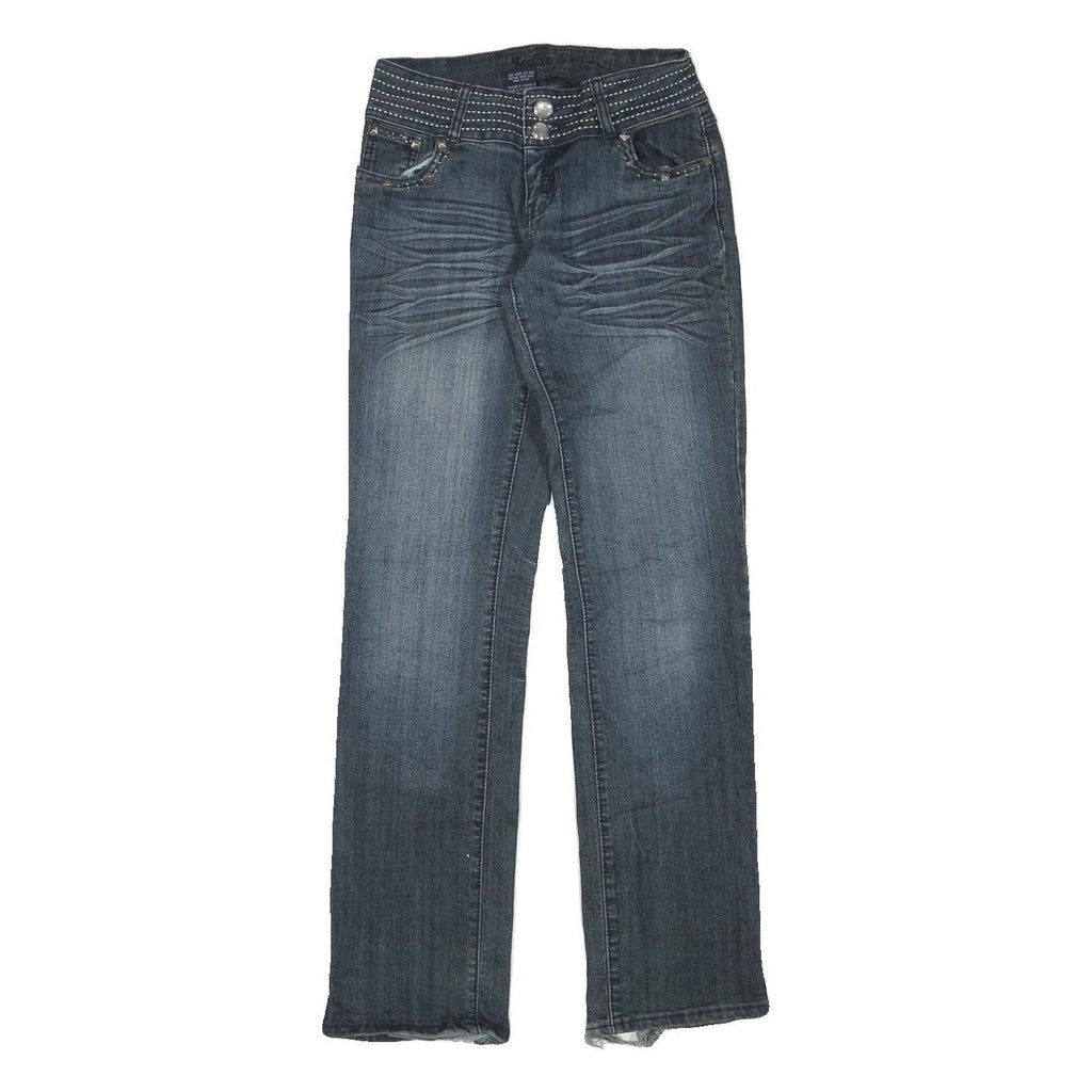 SUKO JEANS Womens Regular Fit Blue Denim Woven Regular Straight Zip W26 L32