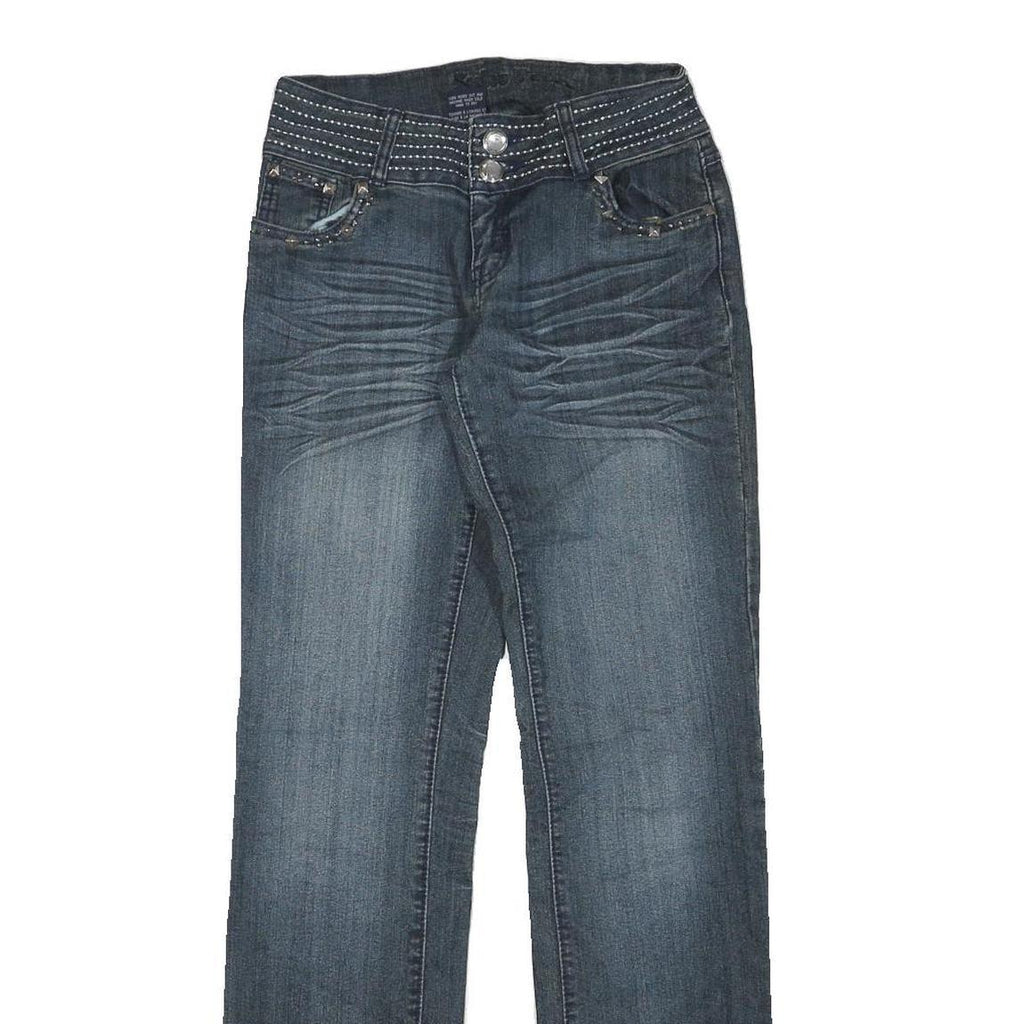 SUKO JEANS Womens Regular Fit Blue Denim Woven Regular Straight Zip W26 L32