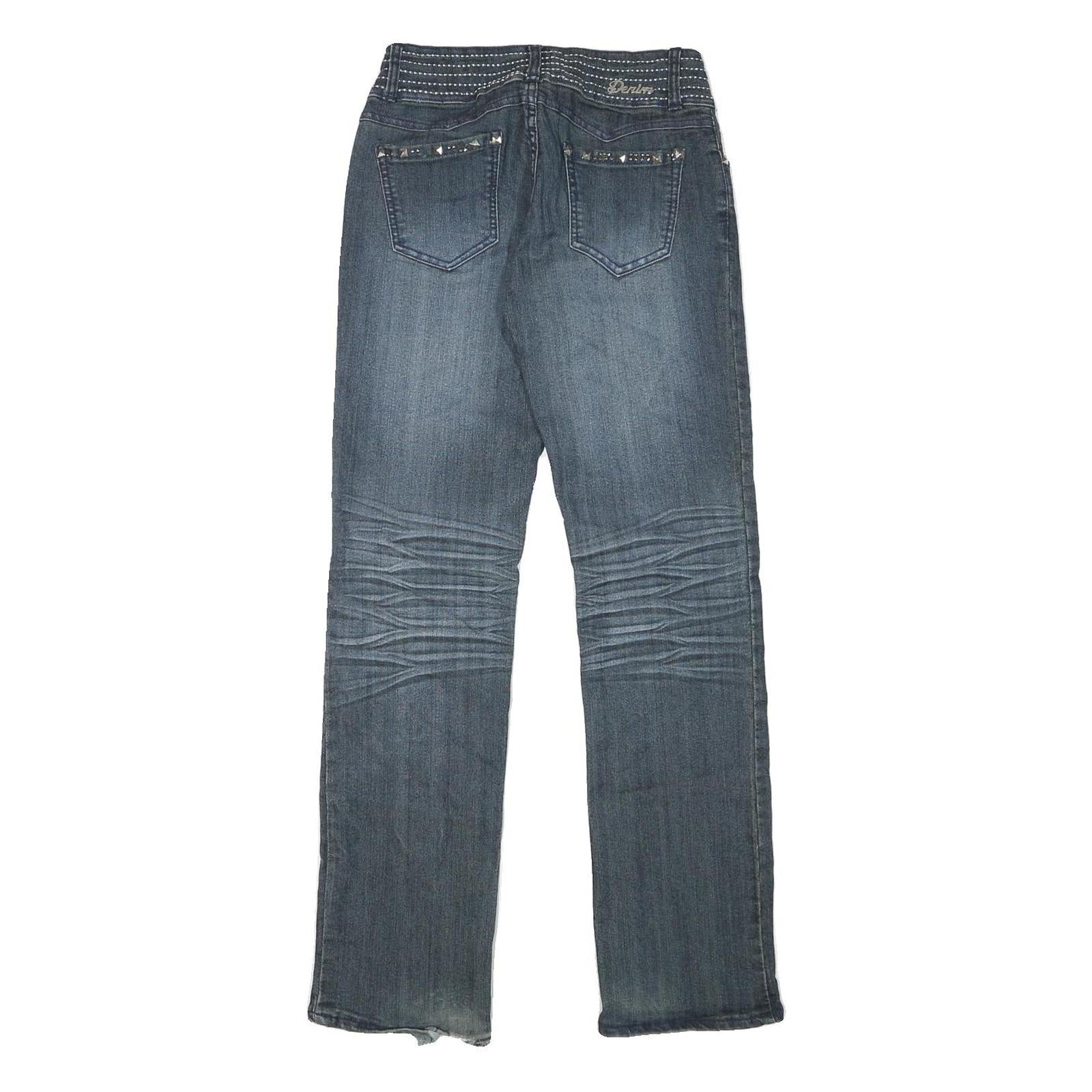 SUKO JEANS Womens Regular Fit Blue Denim Woven Regular Straight Zip W26 L32