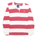 CREW CLOTHING Womens Red & White Striped Long Sleeve Rugby Polo Shirt UK 12