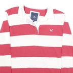 CREW CLOTHING Womens Red & White Striped Long Sleeve Rugby Polo Shirt UK 12