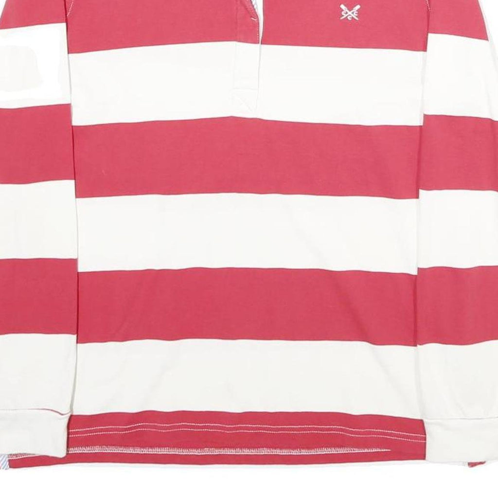 CREW CLOTHING Womens Red & White Striped Long Sleeve Rugby Polo Shirt UK 12