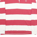 CREW CLOTHING Womens Red & White Striped Long Sleeve Rugby Polo Shirt UK 12