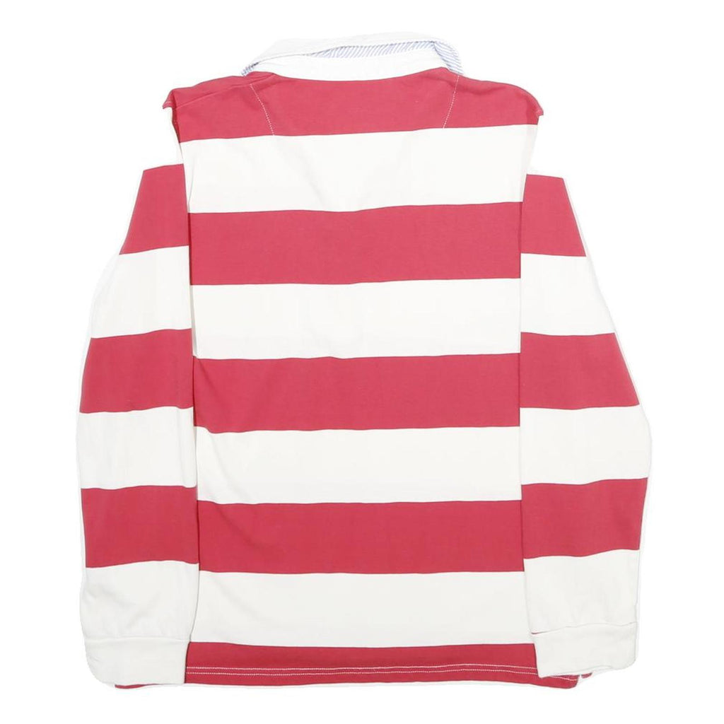 CREW CLOTHING Womens Red & White Striped Long Sleeve Rugby Polo Shirt UK 12