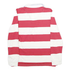 CREW CLOTHING Womens Red & White Striped Long Sleeve Rugby Polo Shirt UK 12