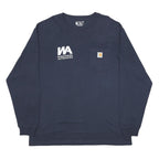 CARHARTT Mens Navy Blue Washington Automated Graphic T-Shirt XL Long Sleeve Crew