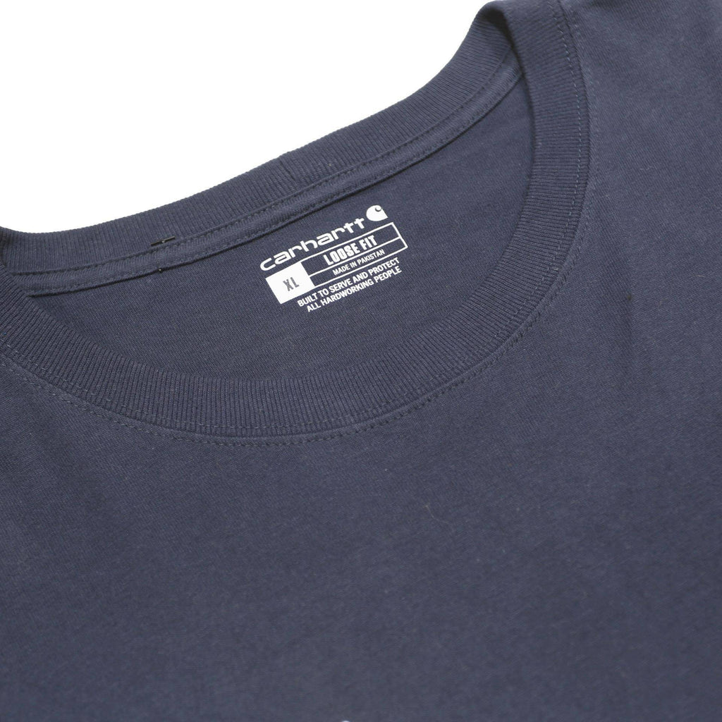 CARHARTT Mens Navy Blue Washington Automated Graphic T-Shirt XL Long Sleeve Crew