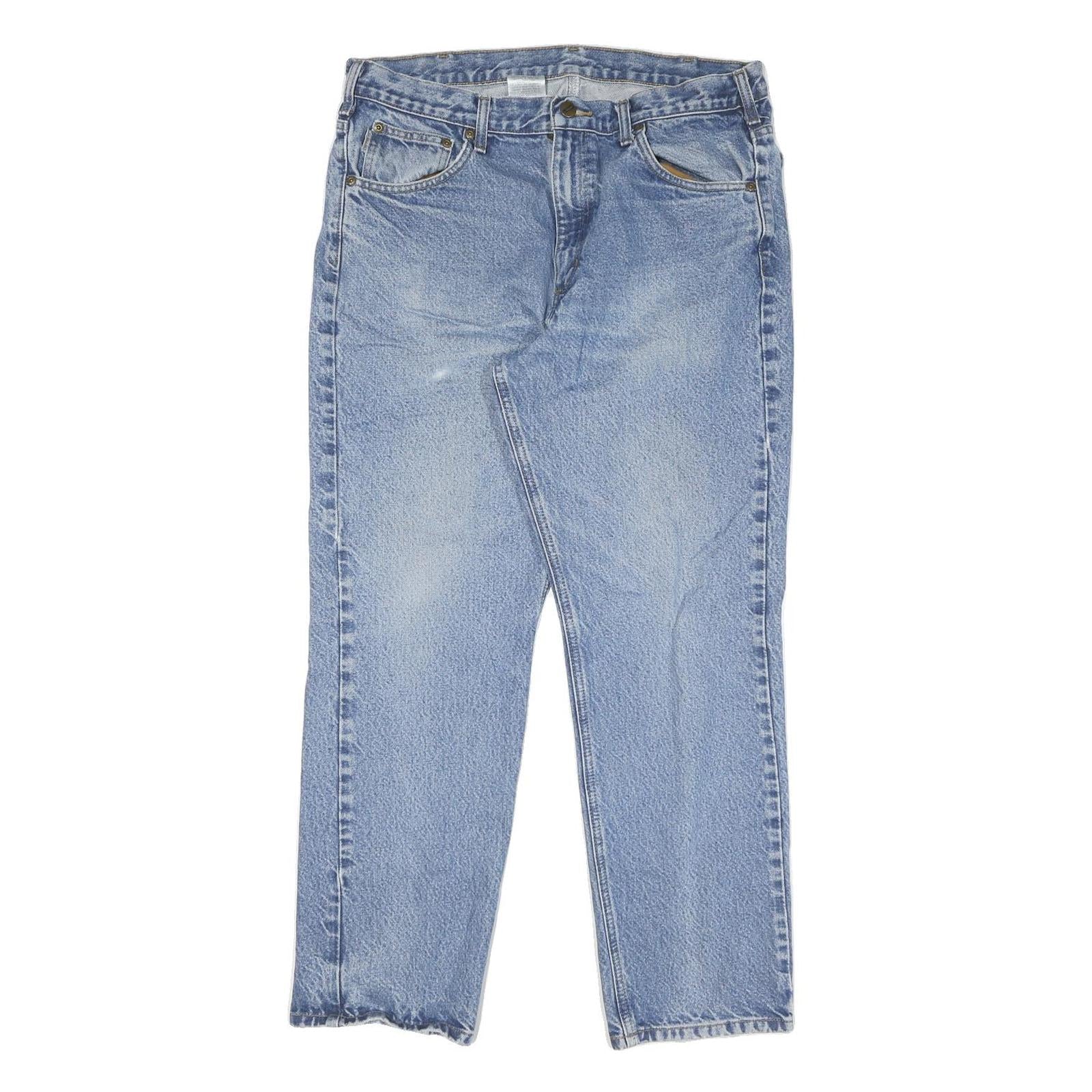 CARHARTT Mens Regular Fit Blue Denim Jeans W36 L30 Zip Closure Casual Workwear