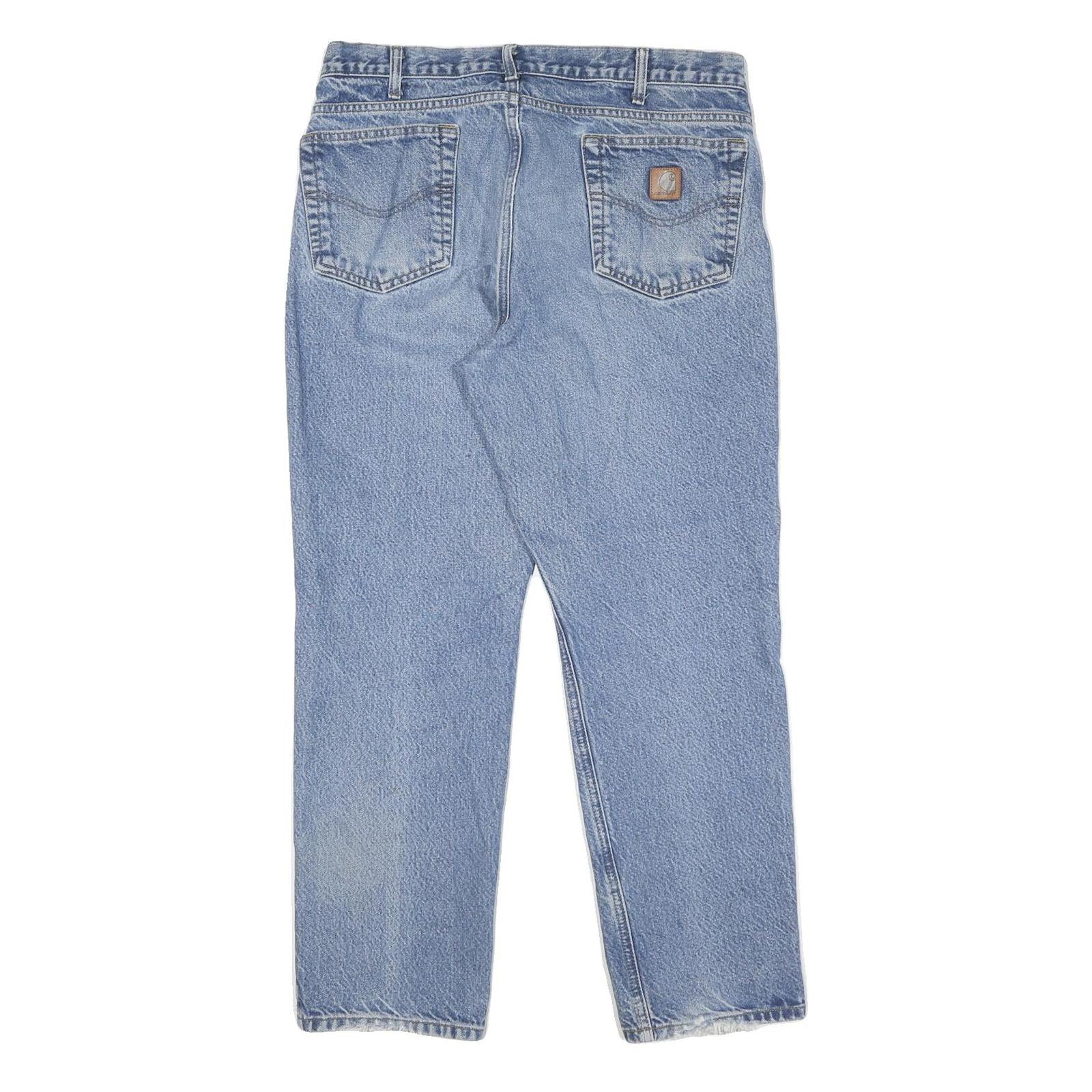 CARHARTT Mens Regular Fit Blue Denim Jeans W36 L30 Zip Closure Casual Workwear