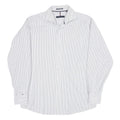 TOMMY HILFIGER Mens White & Grey Striped Shirt M Classic Fit Button Down Collar