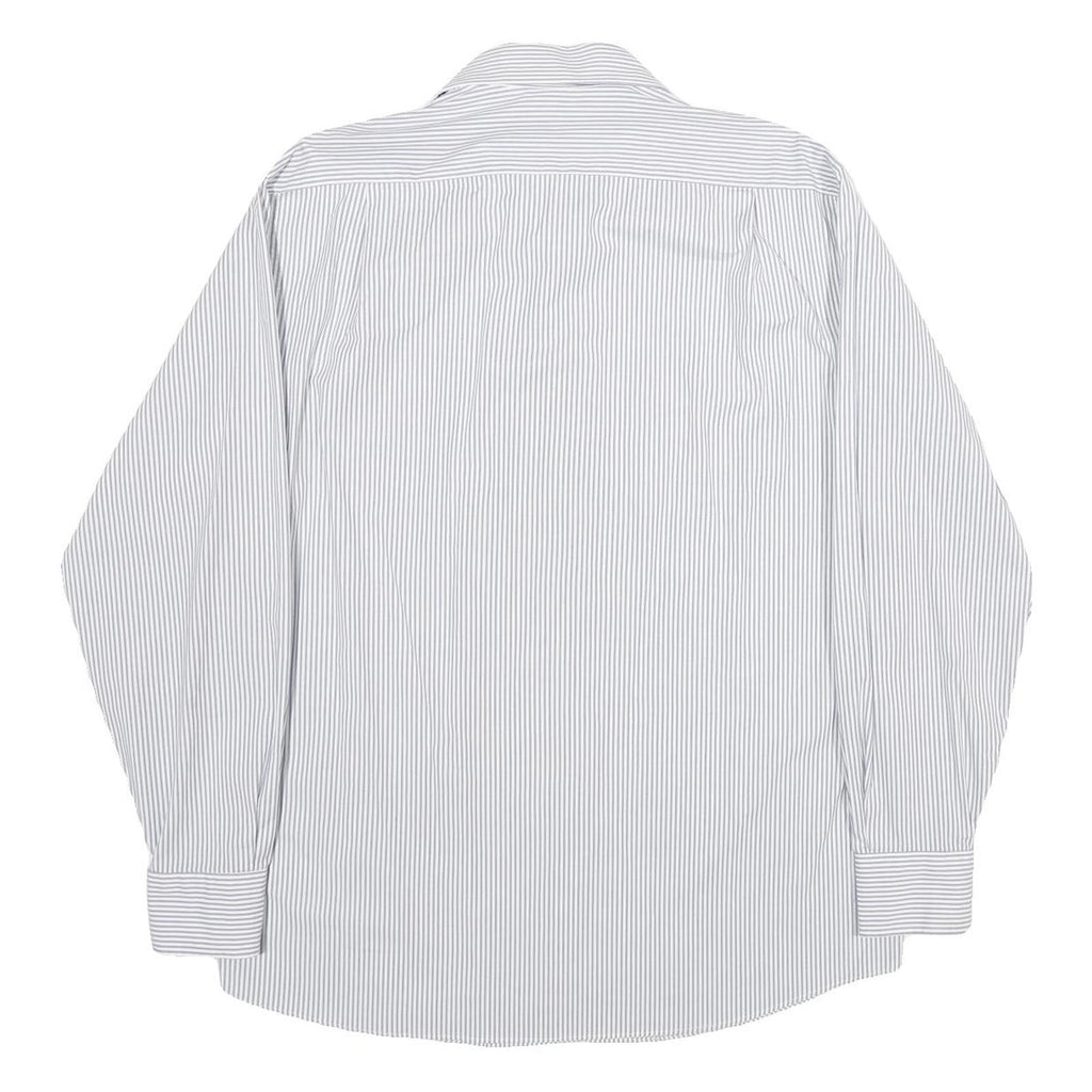 TOMMY HILFIGER Mens White & Grey Striped Shirt M Classic Fit Button Down Collar