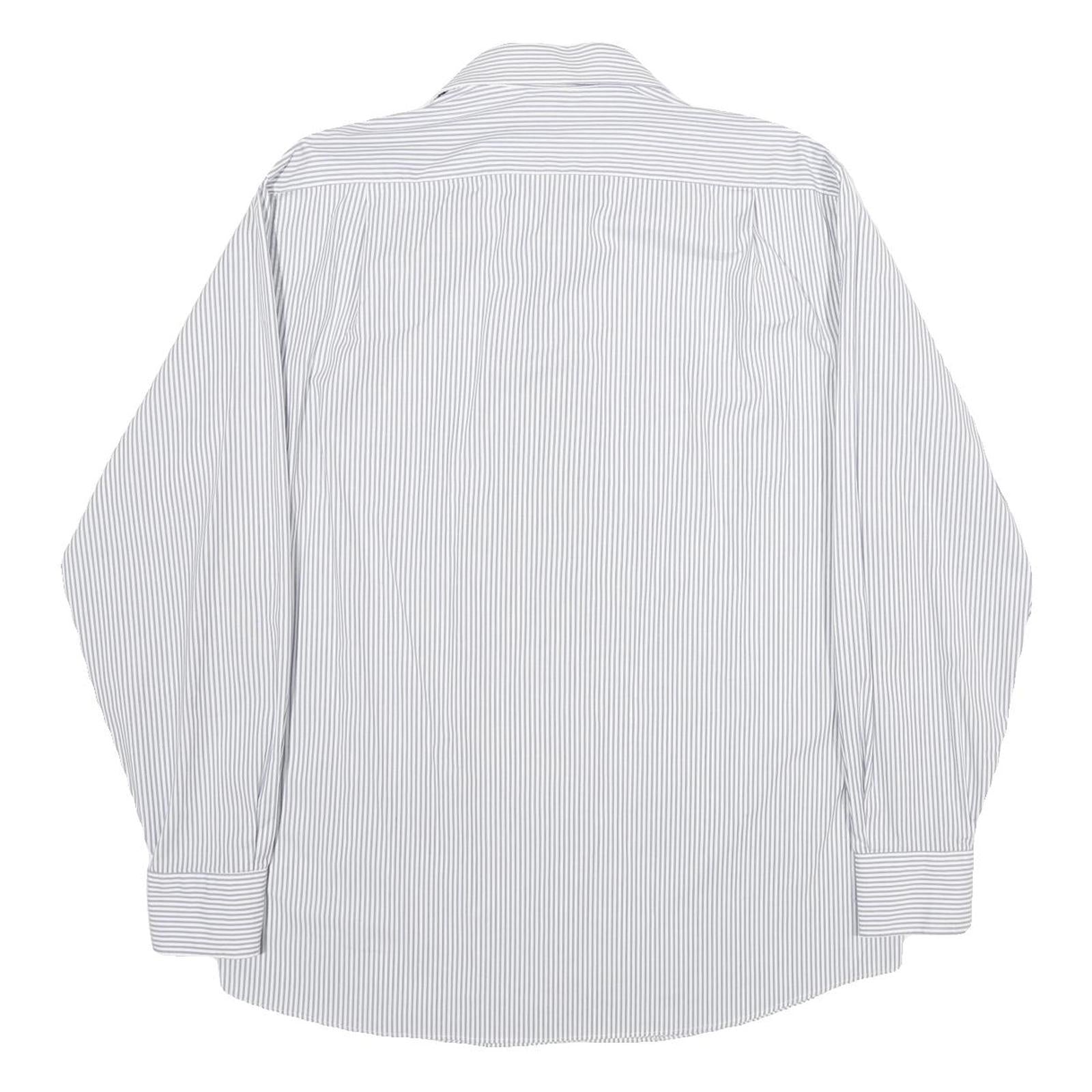 TOMMY HILFIGER Mens White & Grey Striped Shirt M Classic Fit Button Down Collar