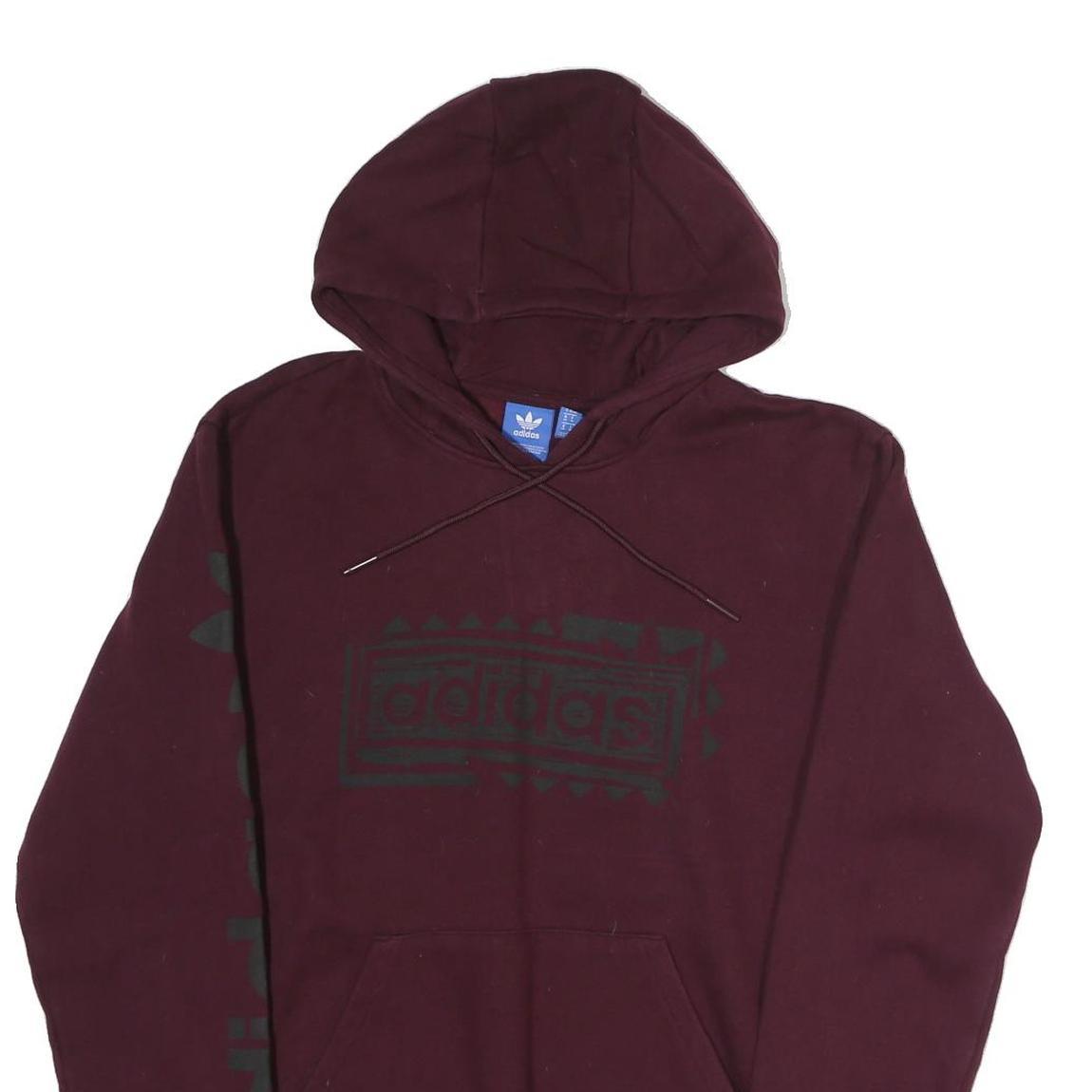 ADIDAS Mens Maroon Hoodie M Cotton Pullover Hooded Sweatshirt