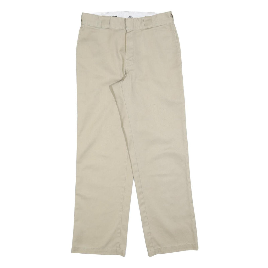 DICKIES Mens Cotton Blend Beige Relaxed Straight Trousers W30 L30 Workwear Zip