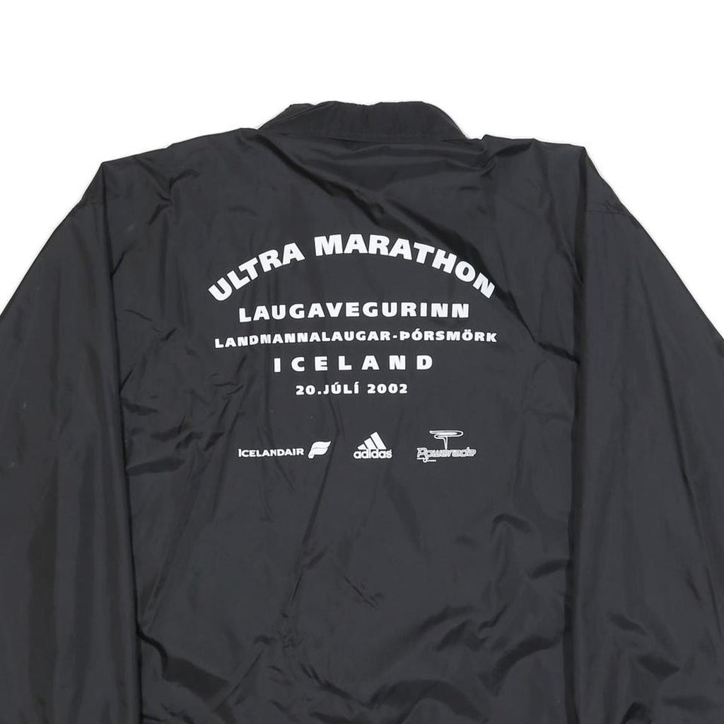 US BASIC Mens Black Nylon Coach Jacket L Button Plain Lightweight Stylish