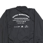 US BASIC Mens Black Nylon Coach Jacket L Button Plain Lightweight Stylish