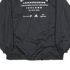 US BASIC Mens Black Nylon Coach Jacket L Button Plain Lightweight Stylish