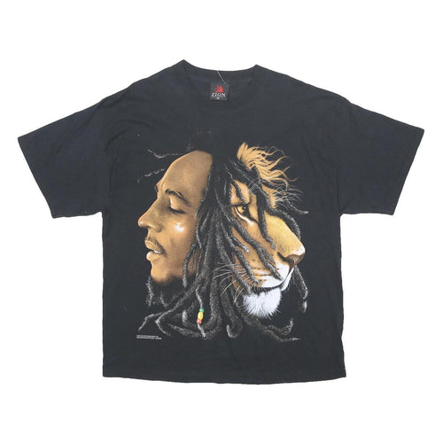 Vintage Bob Marley Jamaica Two Face Lion T Shirt Black 90s 2000s Zion Roots XL