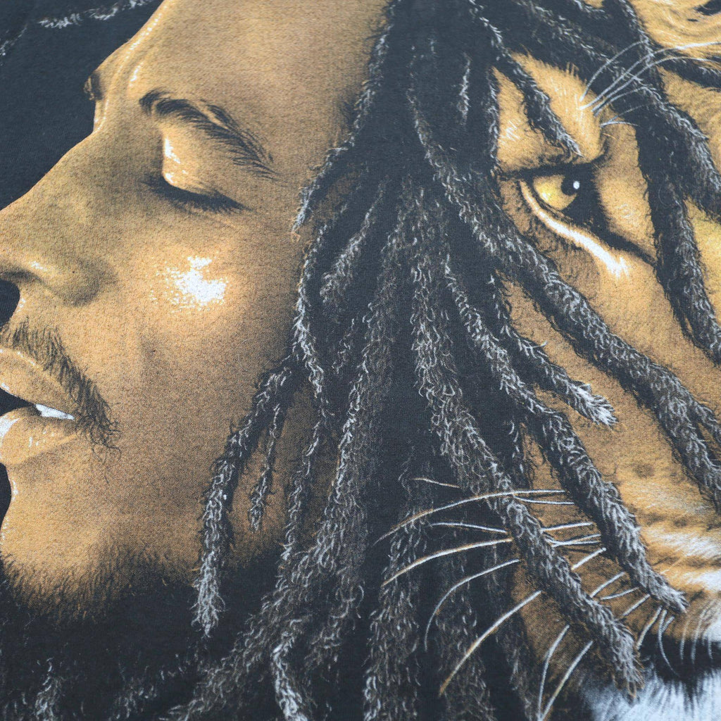 Vintage Bob Marley Jamaica Two Face Lion T Shirt Black 90s 2000s Zion Roots XL