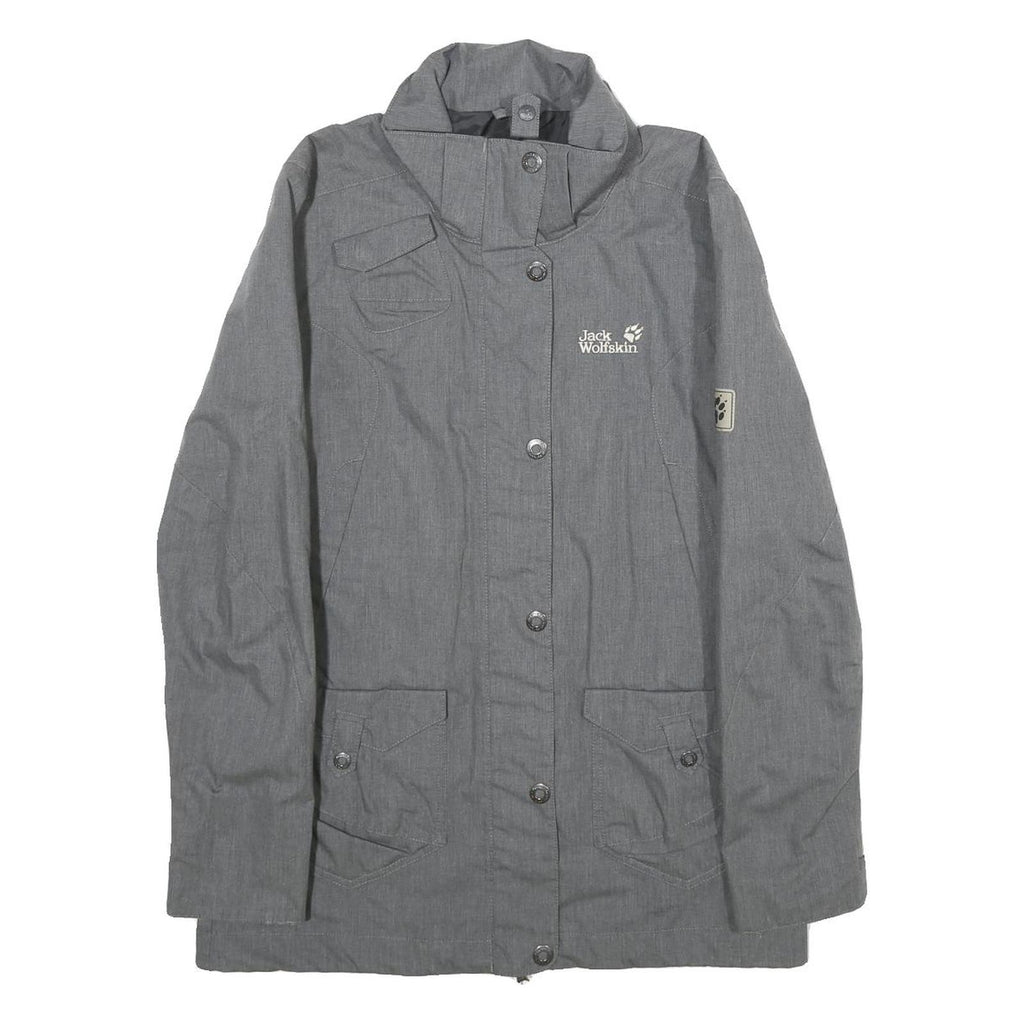 JACK WOLFSKIN Womens Grey Jacket UK 10 Polyester Blend Zip Outdoor Casual