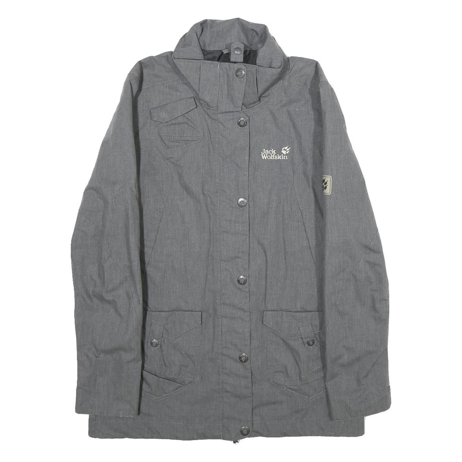 JACK WOLFSKIN Womens Grey Jacket UK 10 Polyester Blend Zip Outdoor Casual