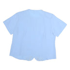 ANTHONY RICHARDS Womens Blue Embroidered Top Short Sleeve Crew Neck M