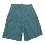 JJ FARGO Womens Shorts Blue Check XS W26 Cotton Blend Casual Classic Fit