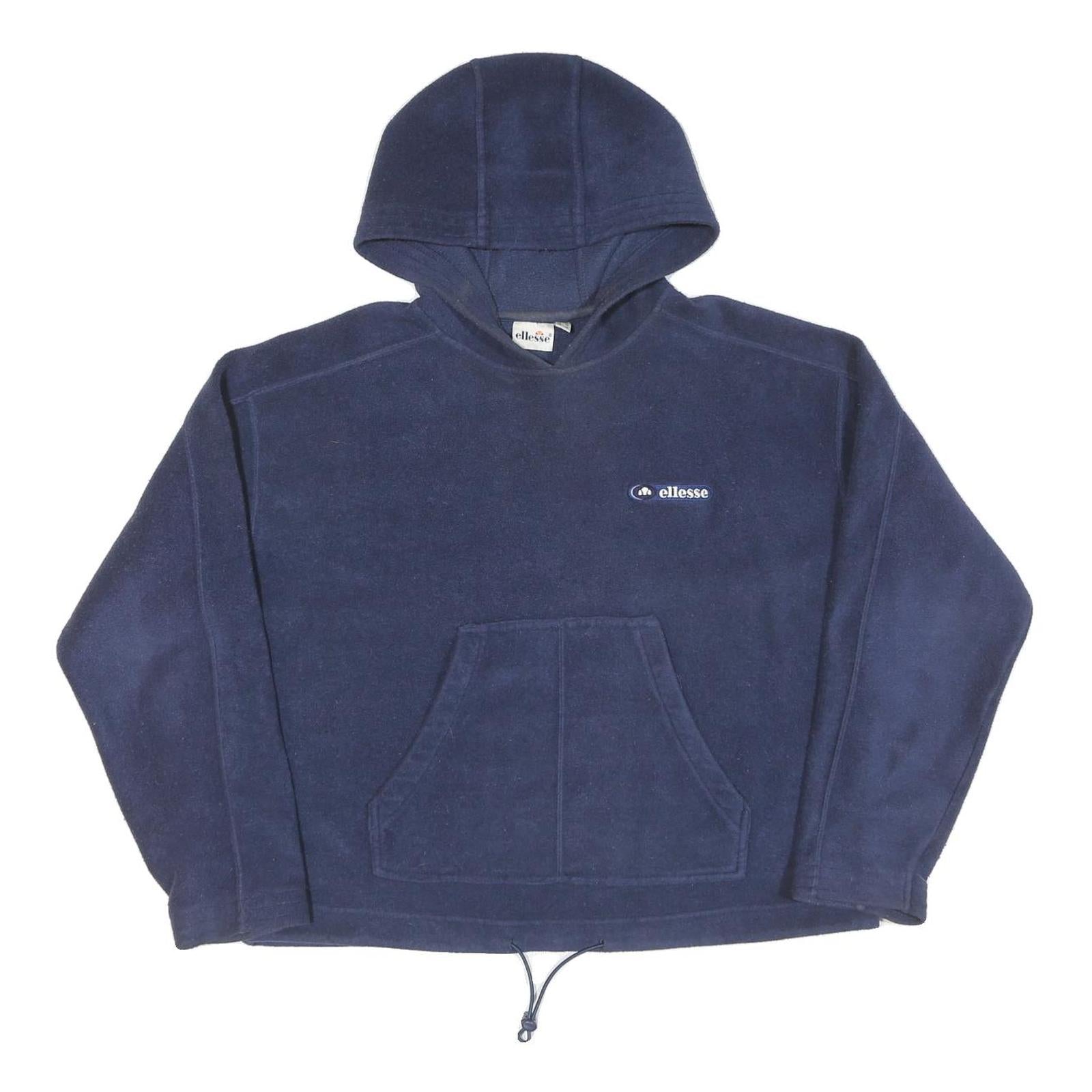 ELLESSE Womens Navy Blue Hoodie UK 14 Cotton Pullover Casual Sportswear