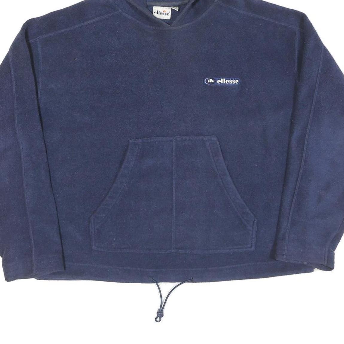 ELLESSE Womens Navy Blue Hoodie UK 14 Cotton Pullover Casual Sportswear