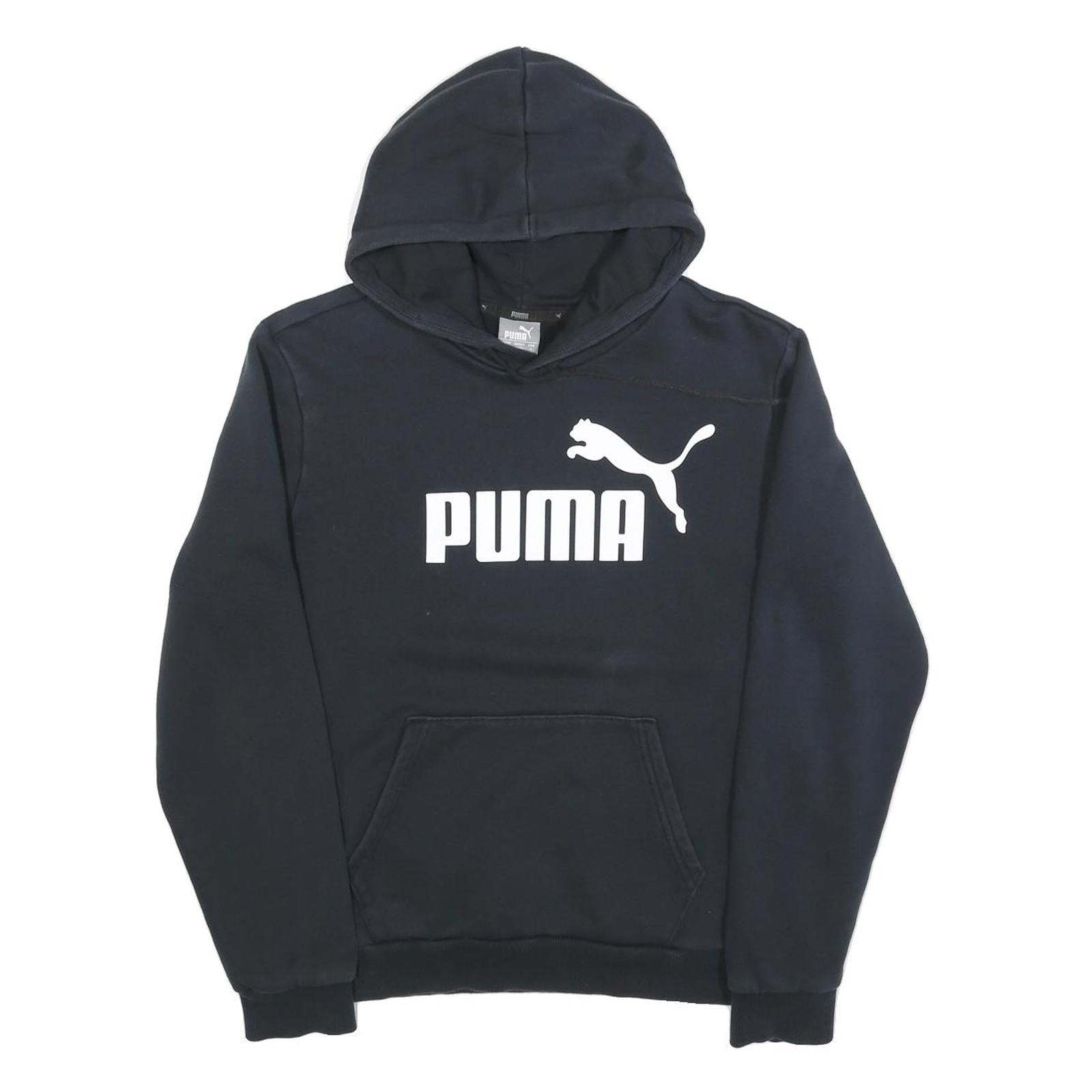 PUMA Mens Black Hoodie S Cotton Blend Pullover Hooded Sweatshirt