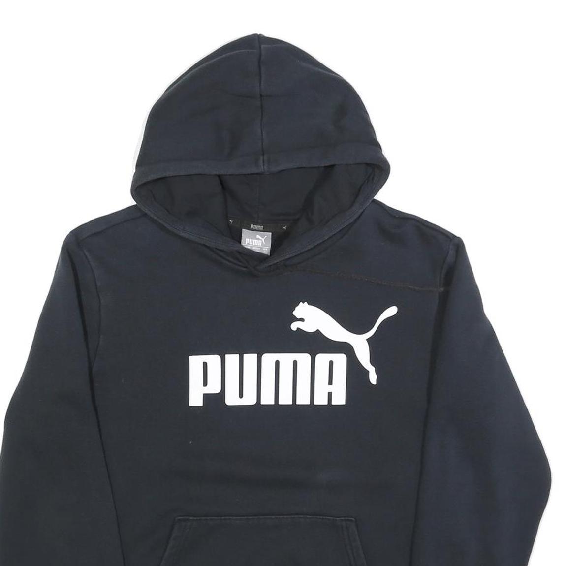 PUMA Mens Black Hoodie S Cotton Blend Pullover Hooded Sweatshirt