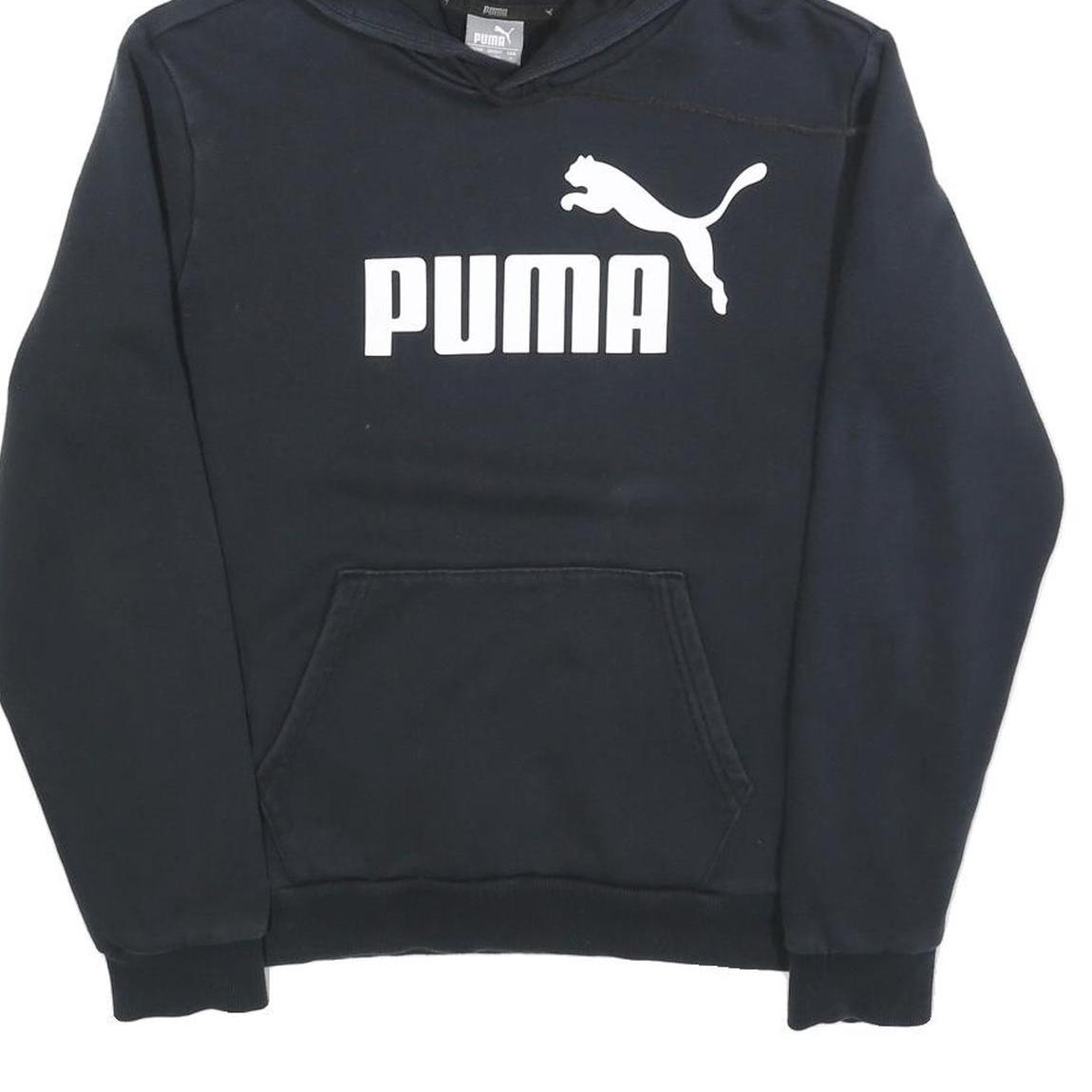 PUMA Mens Black Hoodie S Cotton Blend Pullover Hooded Sweatshirt