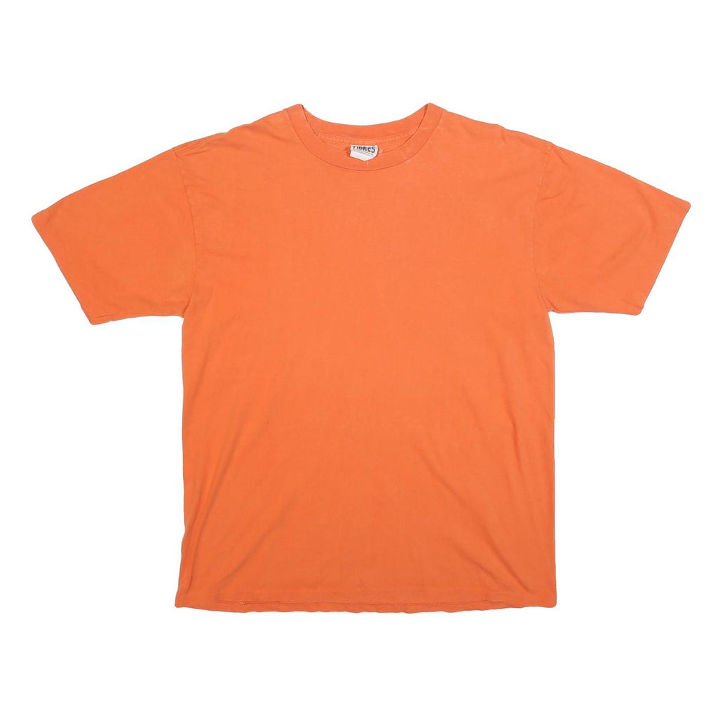 FIBRES Mens Orange T-Shirt M Short Sleeve Crew Neck Plain Cotton Blend Casual