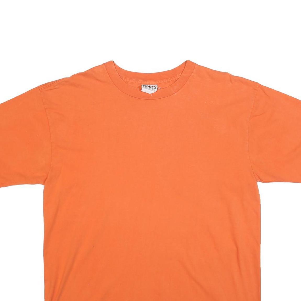FIBRES Mens Orange T-Shirt M Short Sleeve Crew Neck Plain Cotton Blend Casual