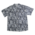 IMPRINTS Mens Black & White Rayon Shirt XL Abstract Pattern Button Up