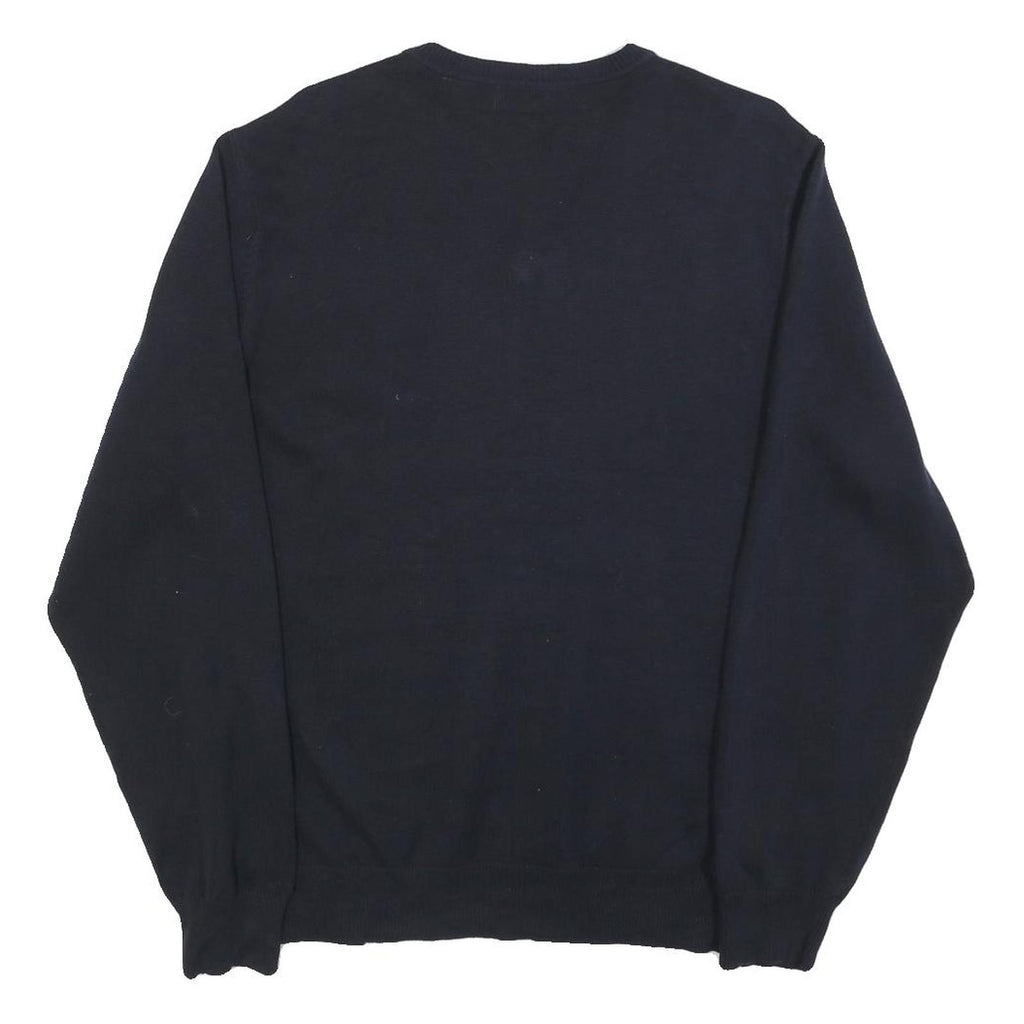 IZOD Mens Navy Blue Grey Argyle Cotton Jumper V-Neck Basic Knit M Classic