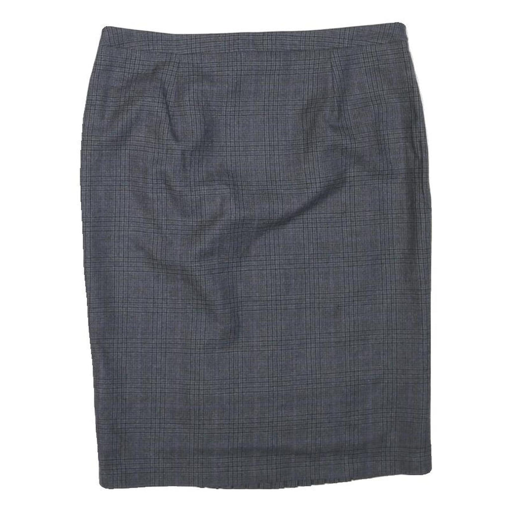 JIGSAW Womens Grey Pencil Knee Length Cotton Blend Checked Skirt M Classic